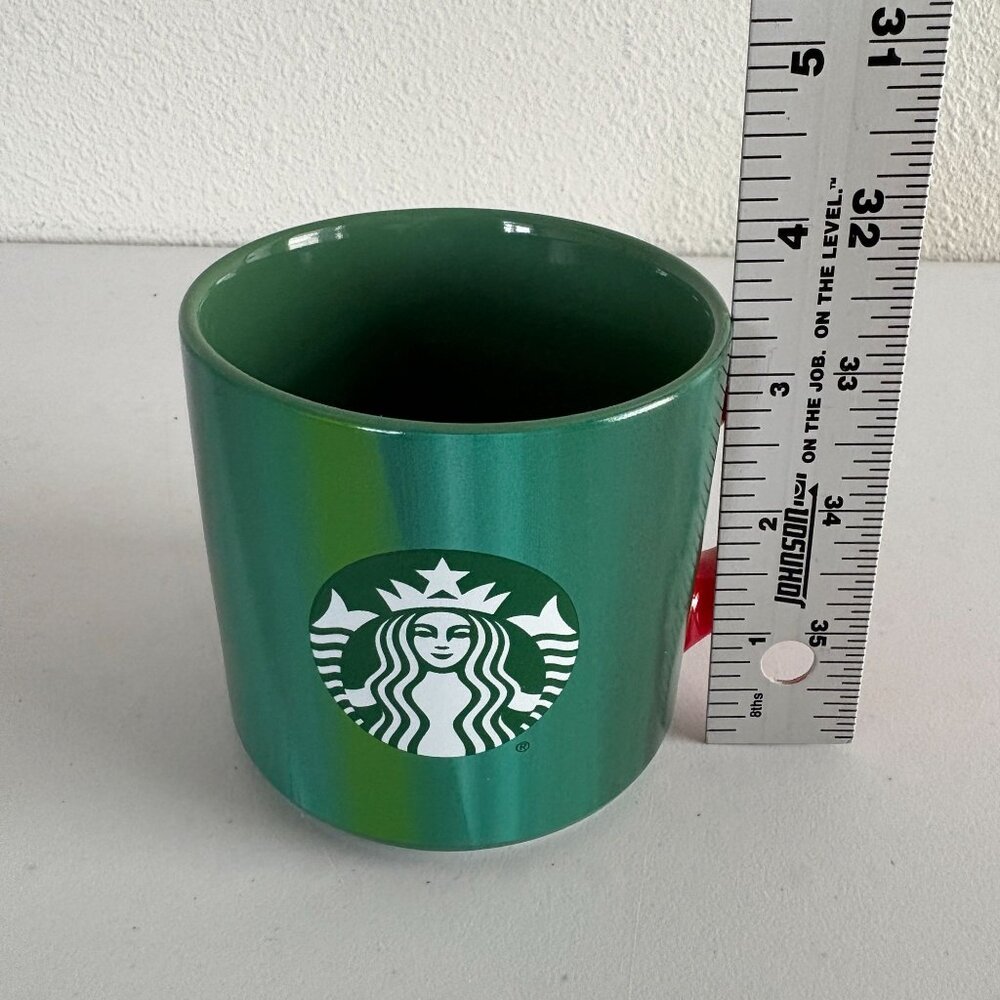 Starbucks Coffee Mug 2022 Green Marble Ombre Pattern Red Handle Siren Logo 11oz - Picture 8 of 8